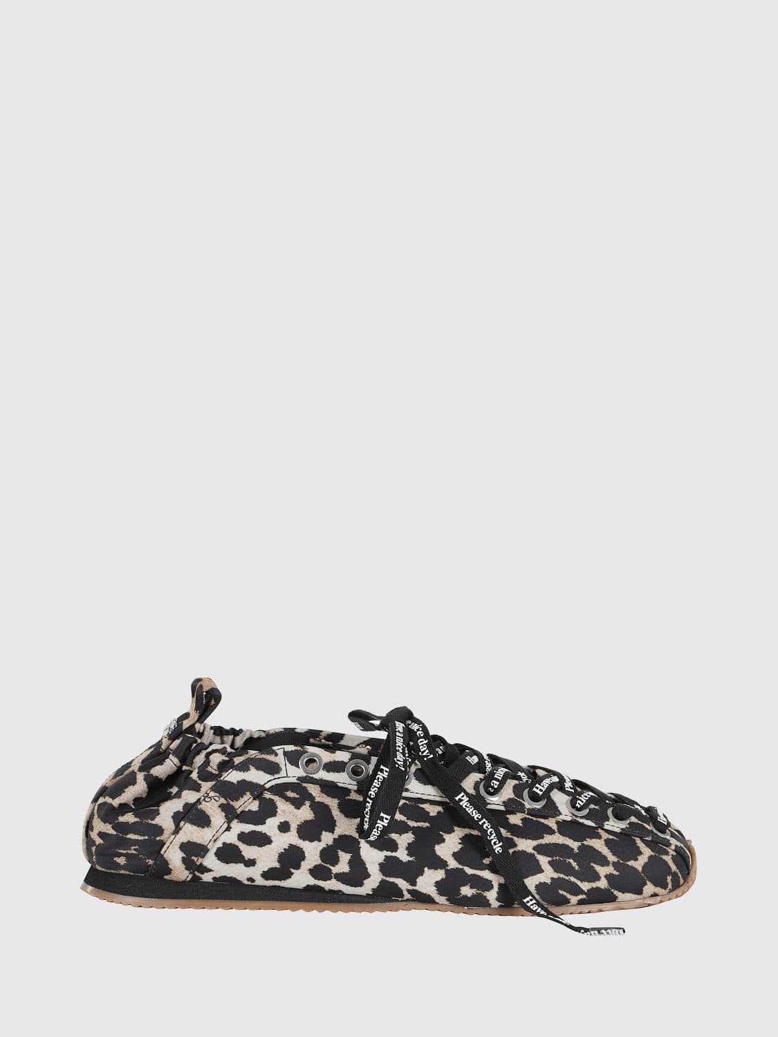 Ganni Sporty Animal Print Ballerina Flats in Recycled Nylon