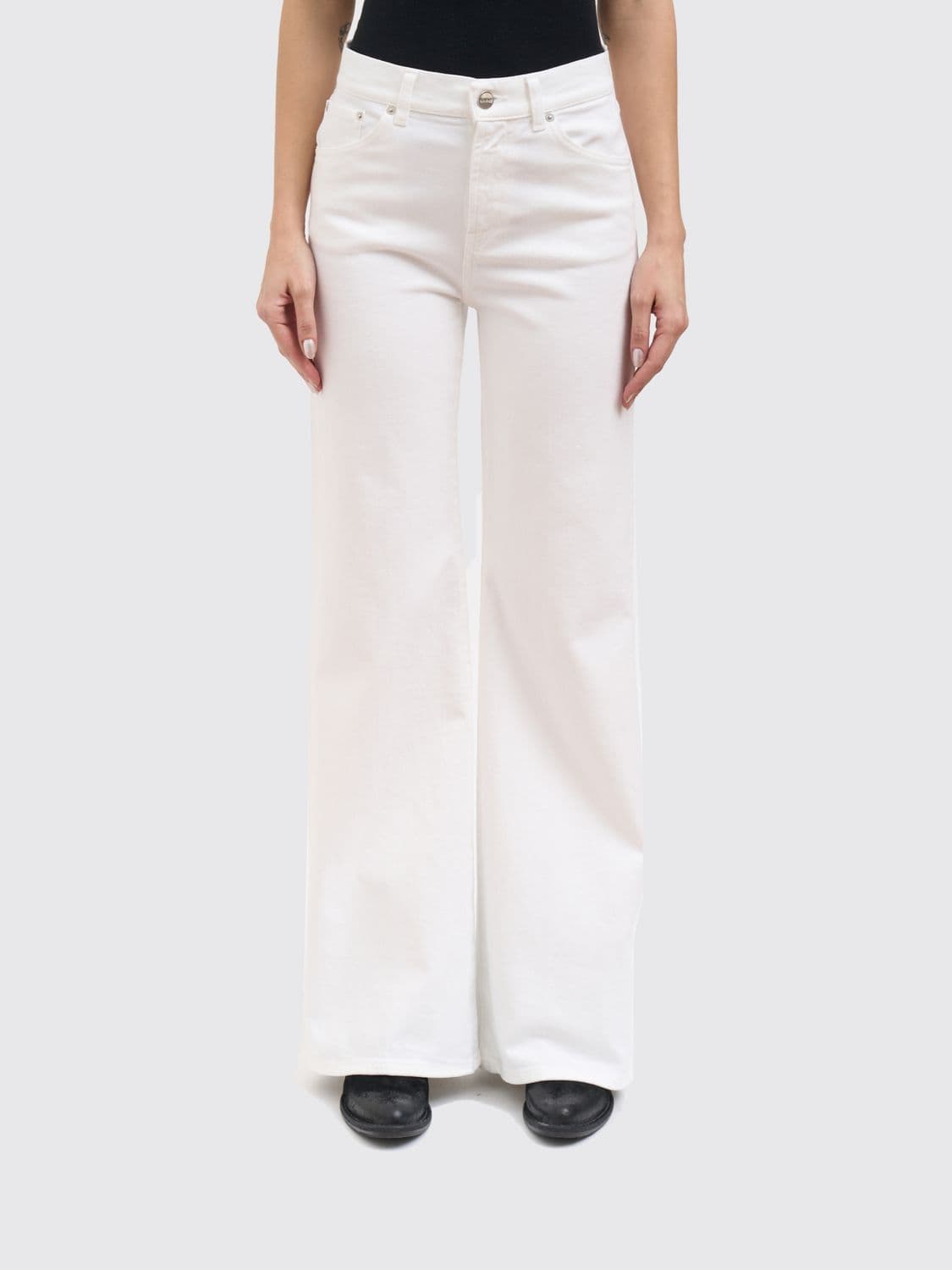 Dondup Wide Leg Stretch Denim Jeans