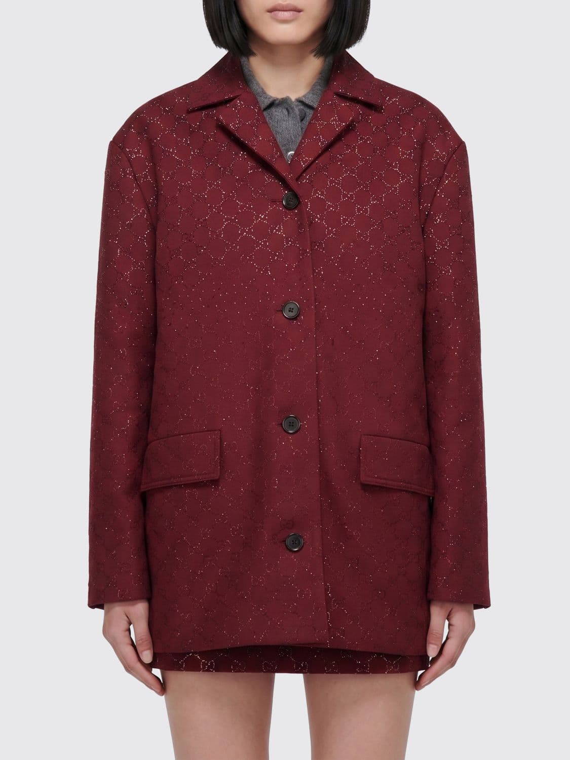 Gucci GG Cotton Blend Jacket with Crystals · 40