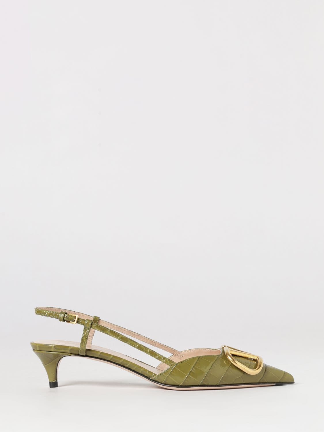 Valentino Garavani VLogo Signature Slingback In Croc Print Leather