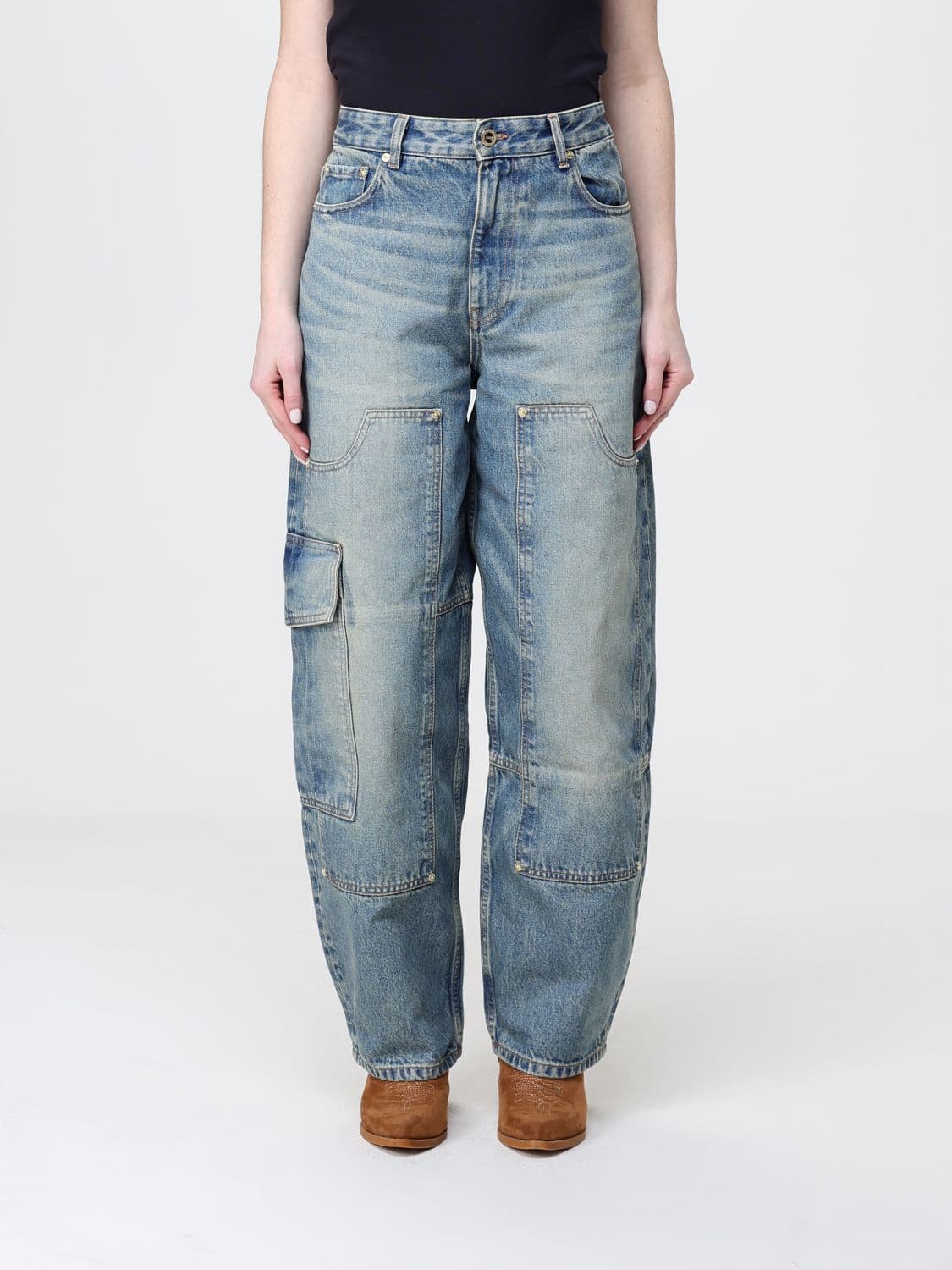 Ganni Cargo Jeans In Organic Cotton Denim