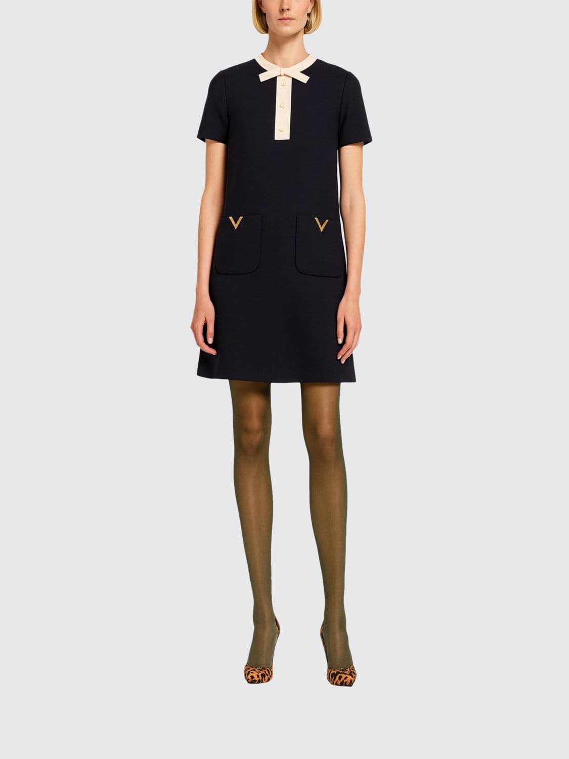 Valentino VLogo Wool and Silk Mini Dress · 42
