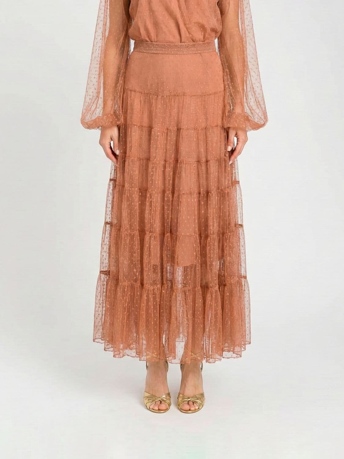 Twinset Point d'Esprit Tulle Midi Skirt