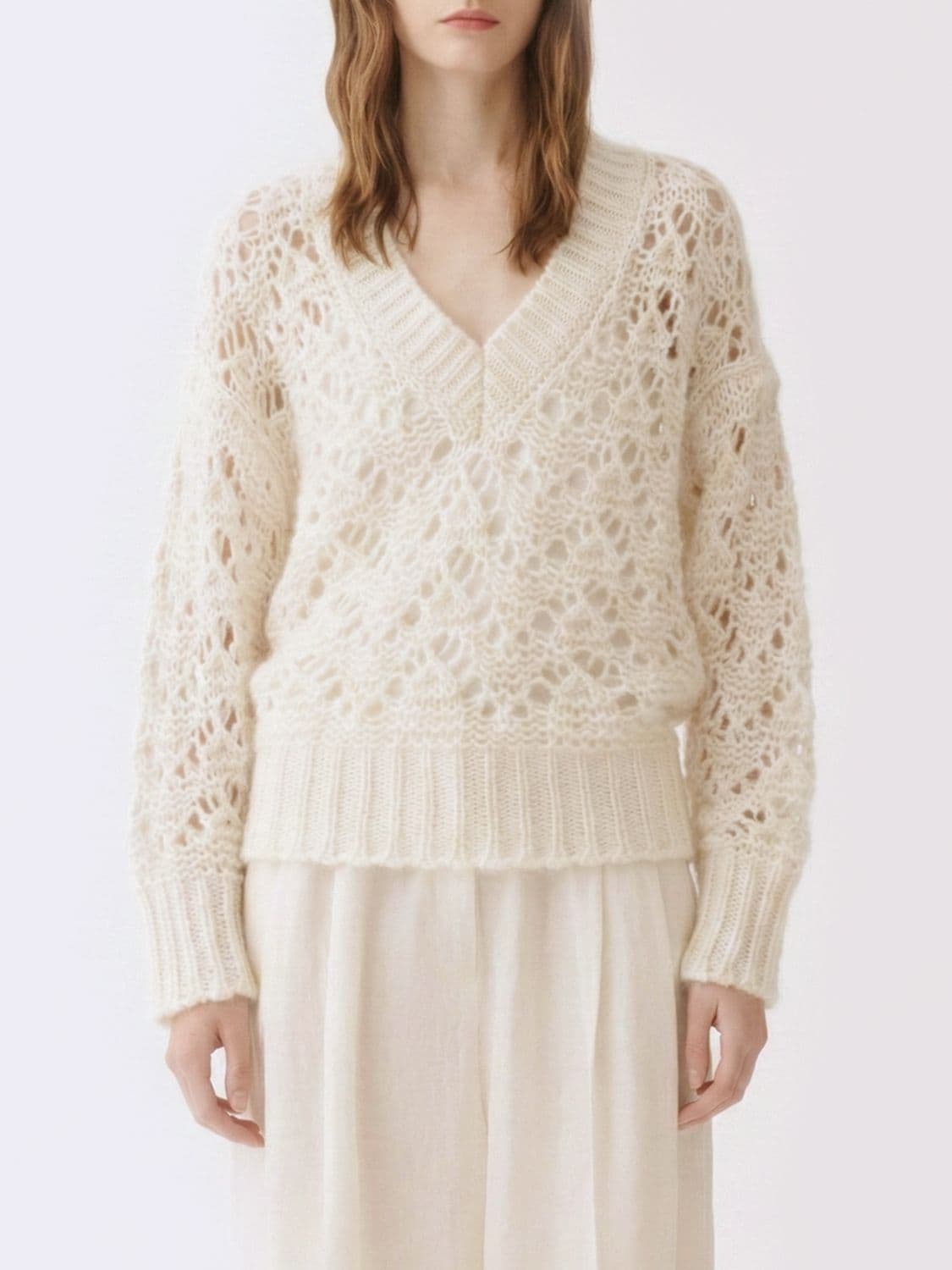 Fabiana Filippi Virgin Wool Cashmere and Silk V-Neck Sweater