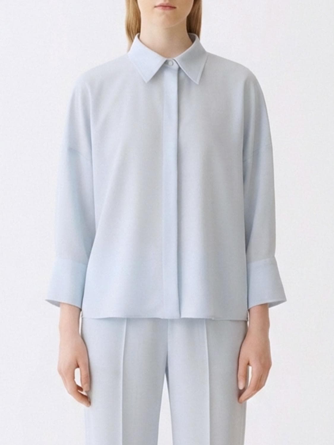 Fabiana Filippi Oversize Shirt in Fresh Wool with Diamond Thread