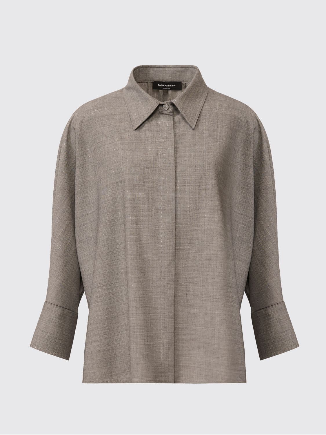 Fabiana Filippi Oversize Shirt in Fresh Wool with Diamond Thread