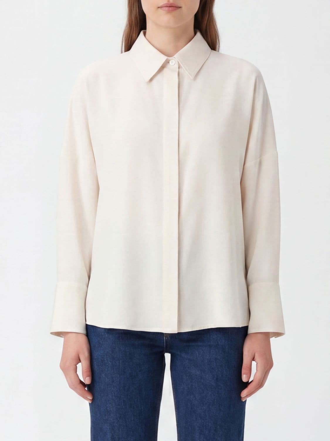 Fabiana Filippi Oversize Shirt in Fresh Wool with Diamond Thread