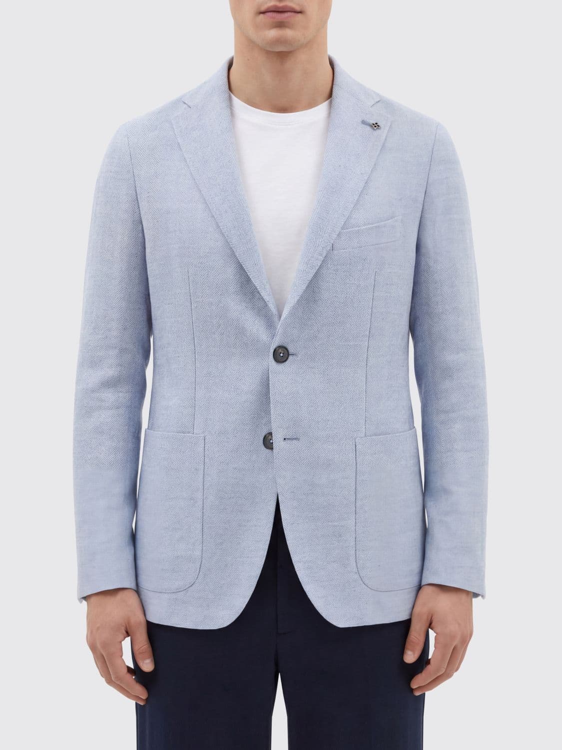 Tagliatore Single Breasted Blazer in Linen and Virgin Wool