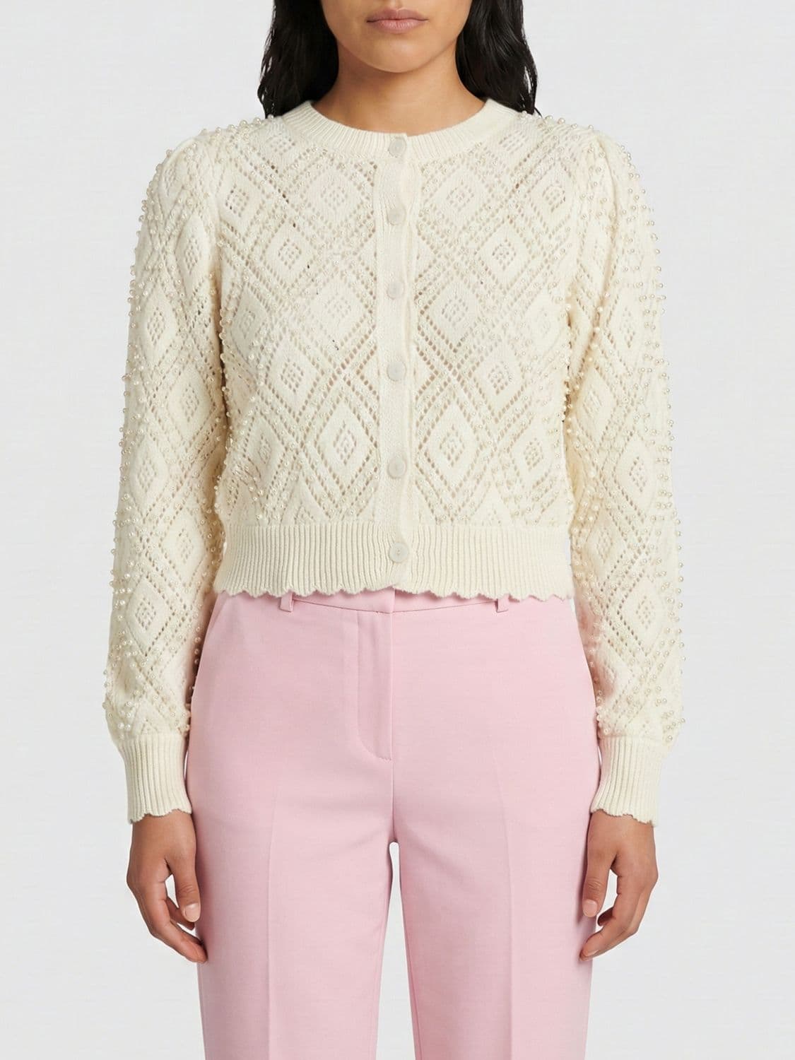 Twinset Cotton Cardigan with Embroidered Beads
