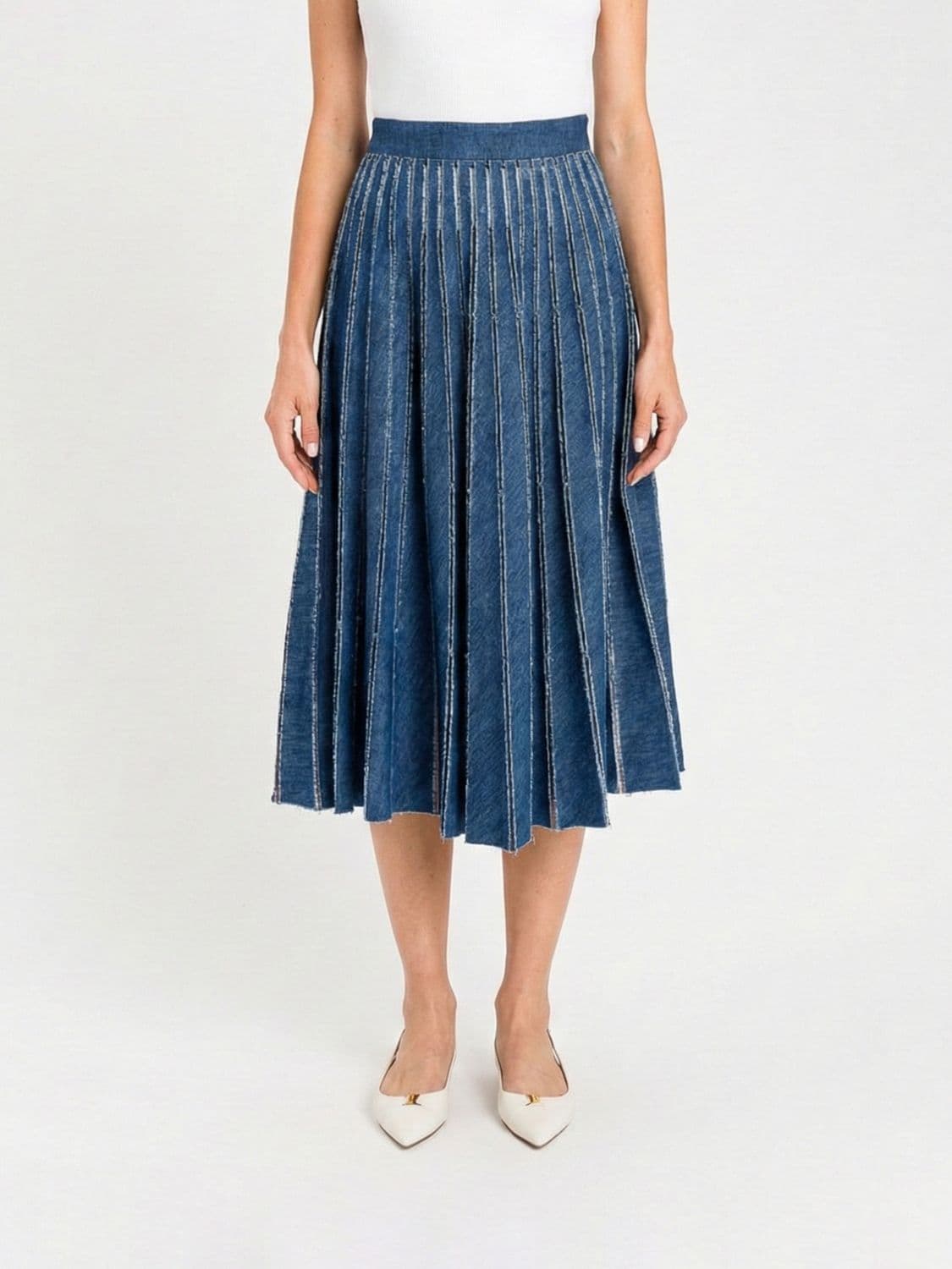 Twinset Denim Pleated Skirt