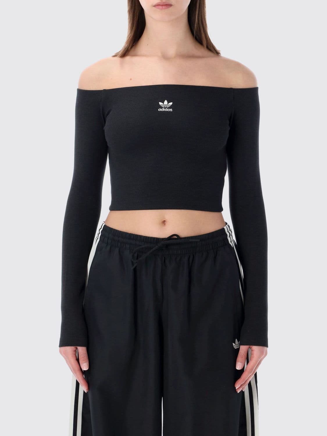Adidas Originals Cotton Blend Crop Top with Logo · L
