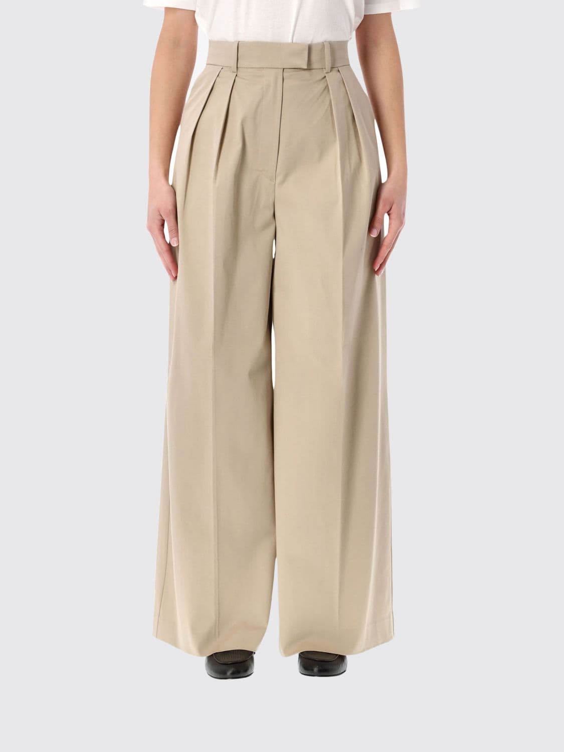 Anine Bing Stretch Cotton Wide-Leg Trousers