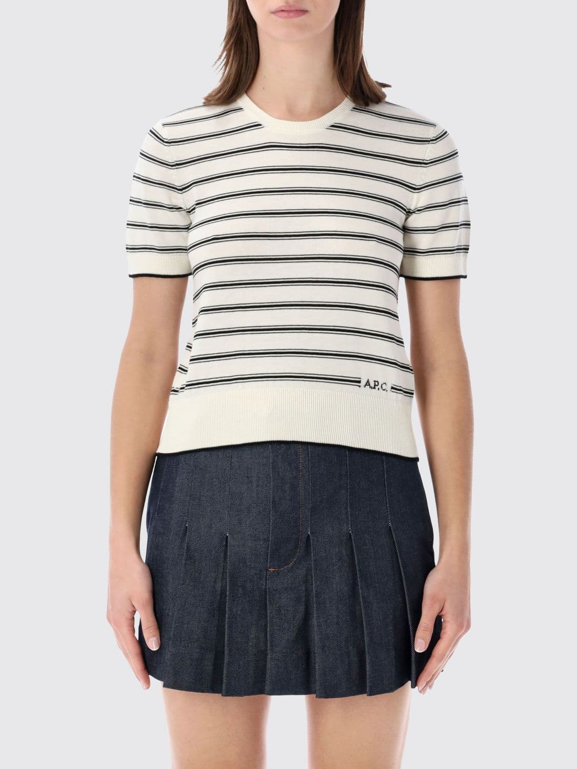 A.p.c. A. P.C. Striped Cotton Crewneck Pullover