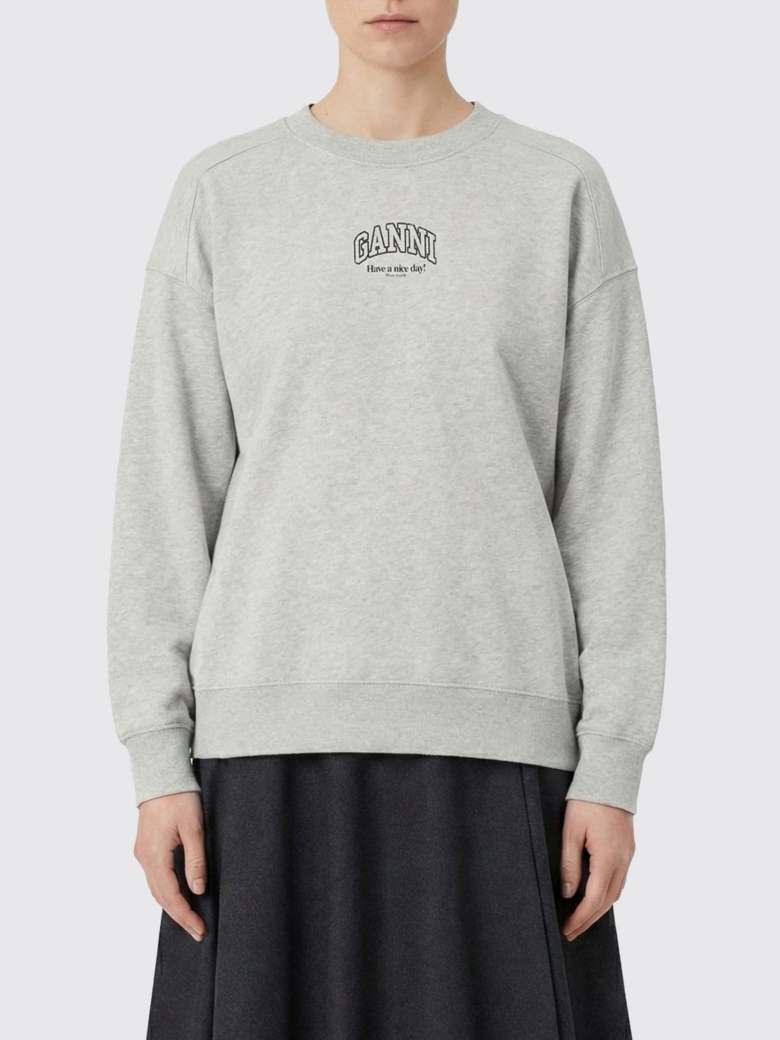 Ganni Cotton Crew-Neck Sweatshirt