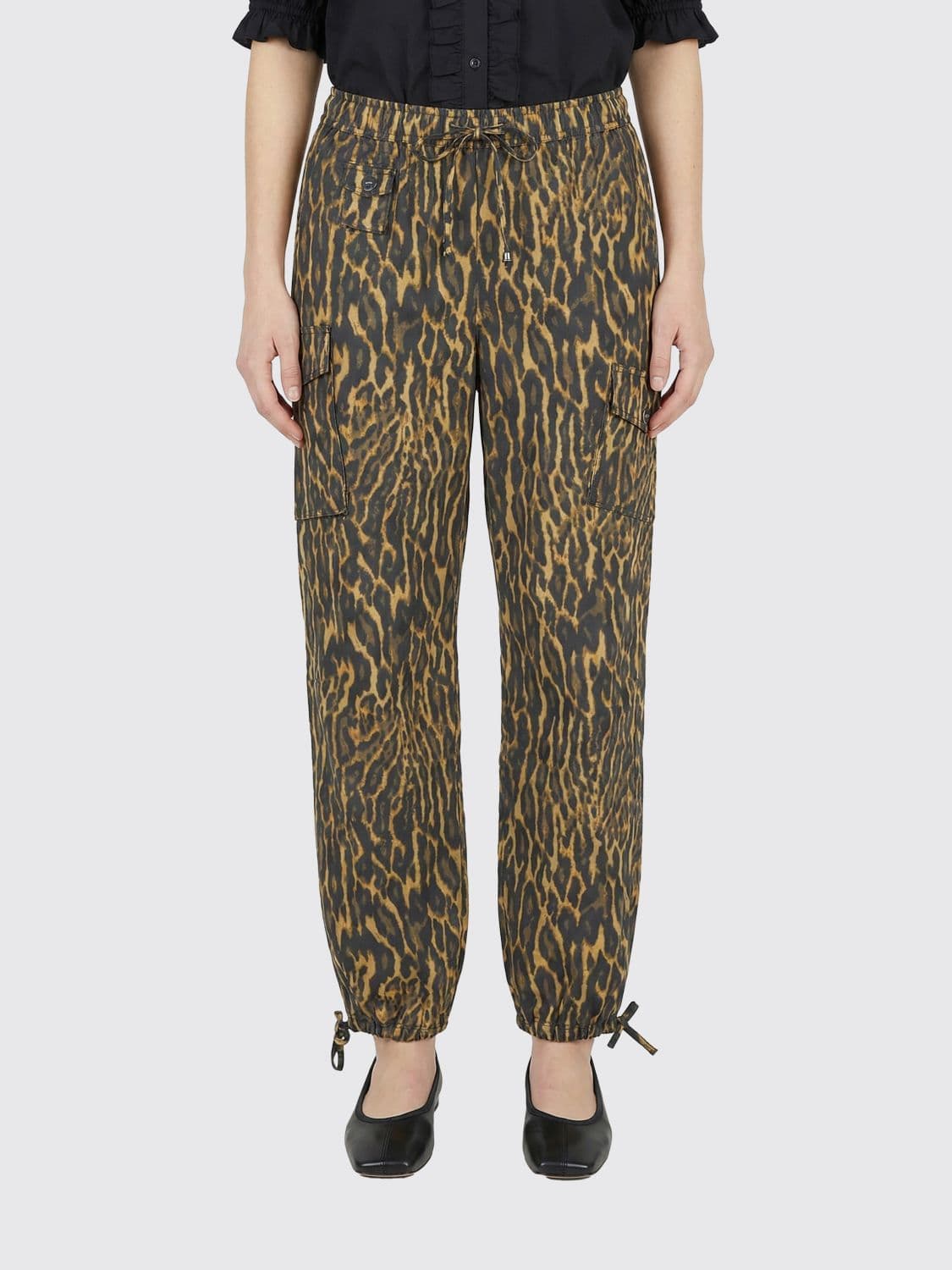 Ganni Animal Print Cotton Trousers · 38