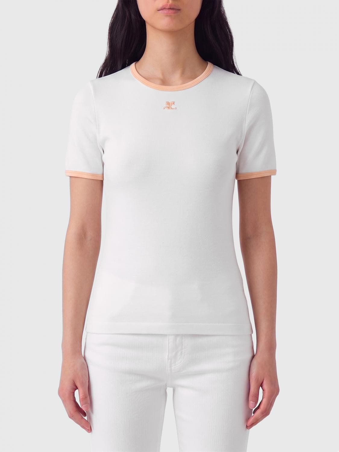 Courrèges Cotton T-shirts with Mini Logo