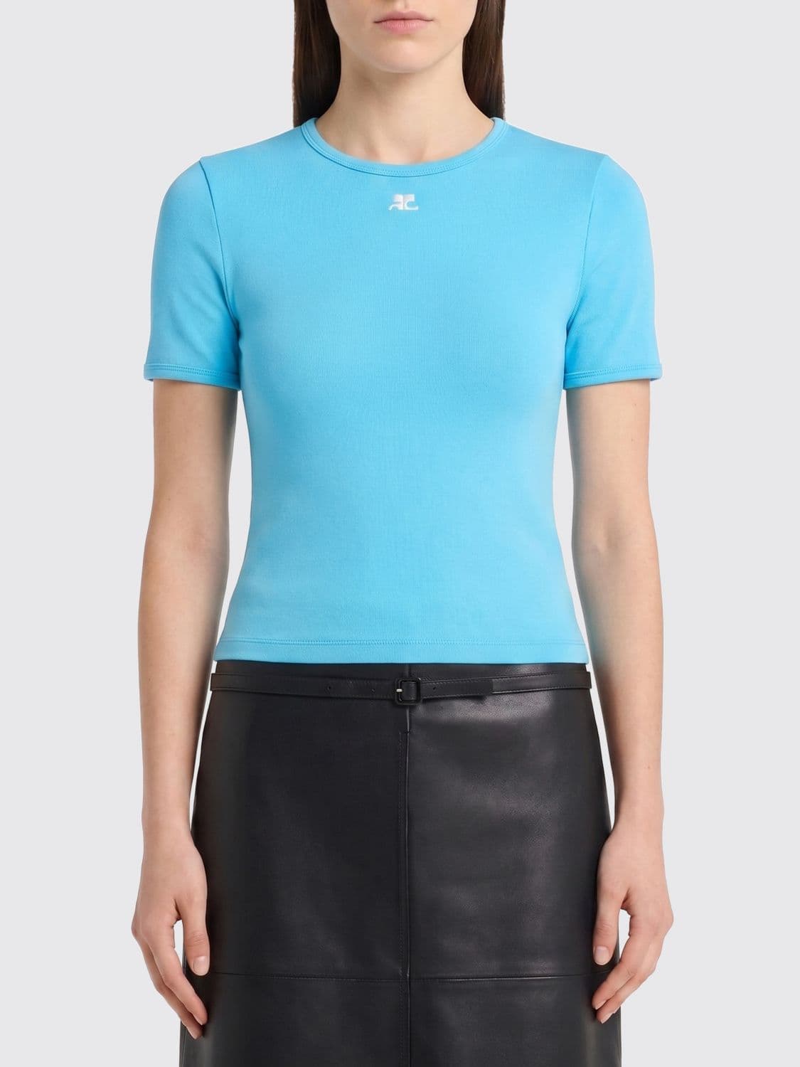 Courrèges Cotton T-shirts with Mini Logo