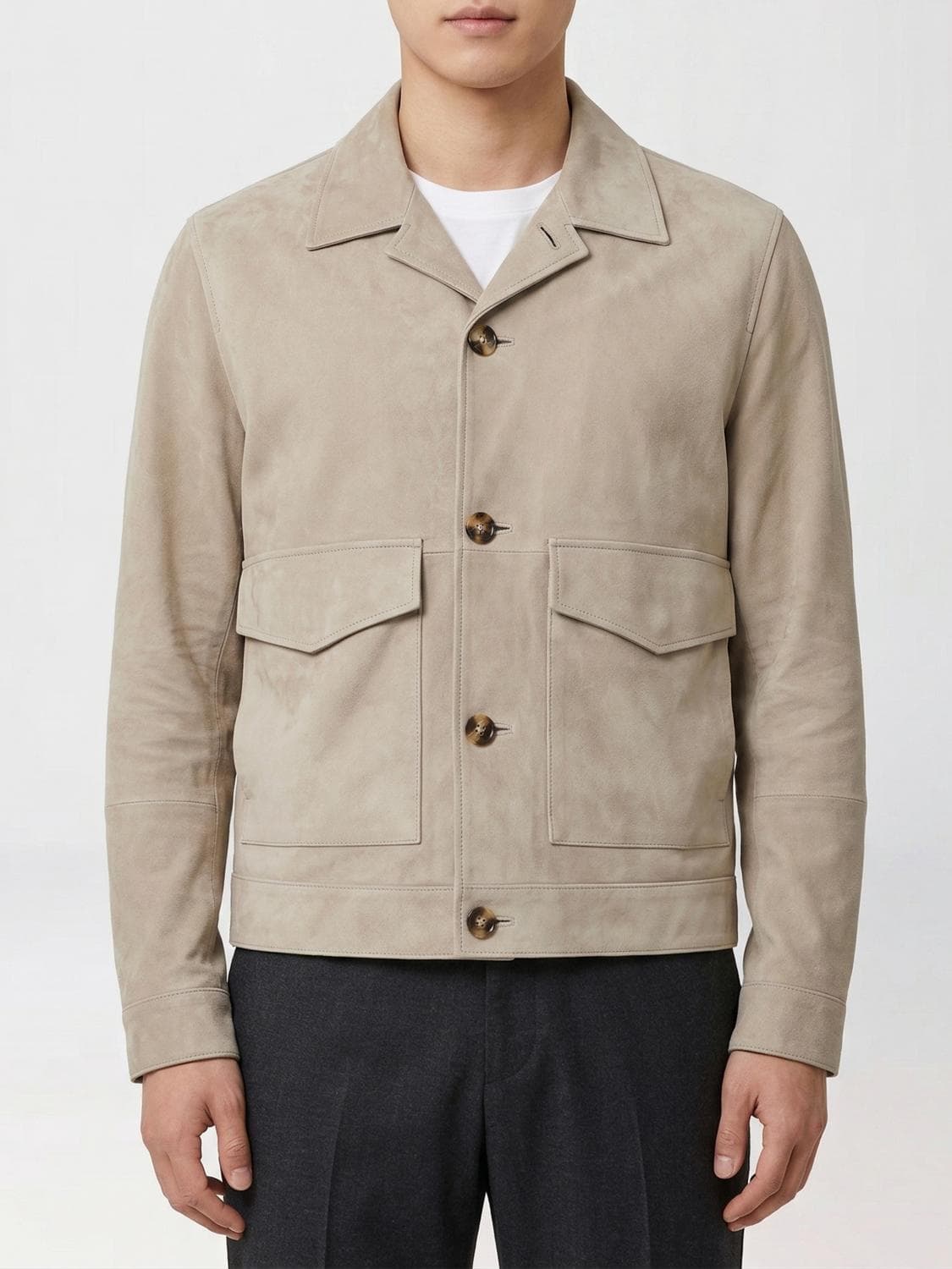 Brunello Cucinelli Suede Calfskin Leather Jacket