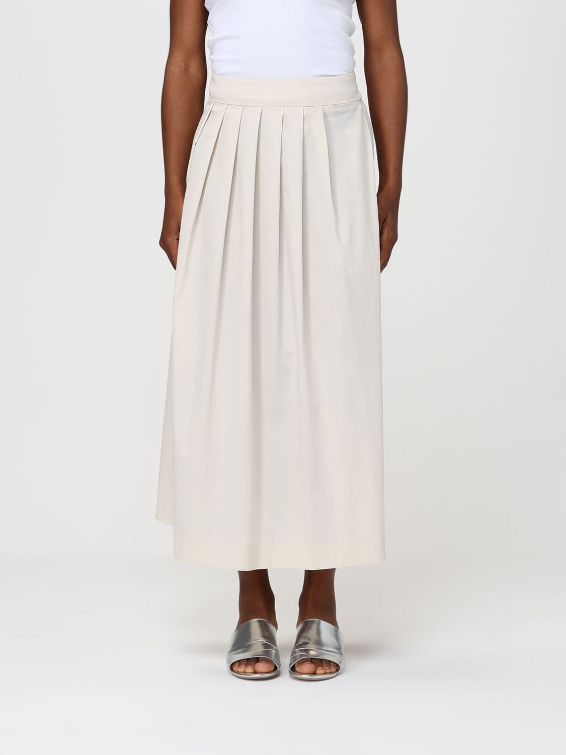 Pt Torino Cotton Poplin Midi Skirt · 40