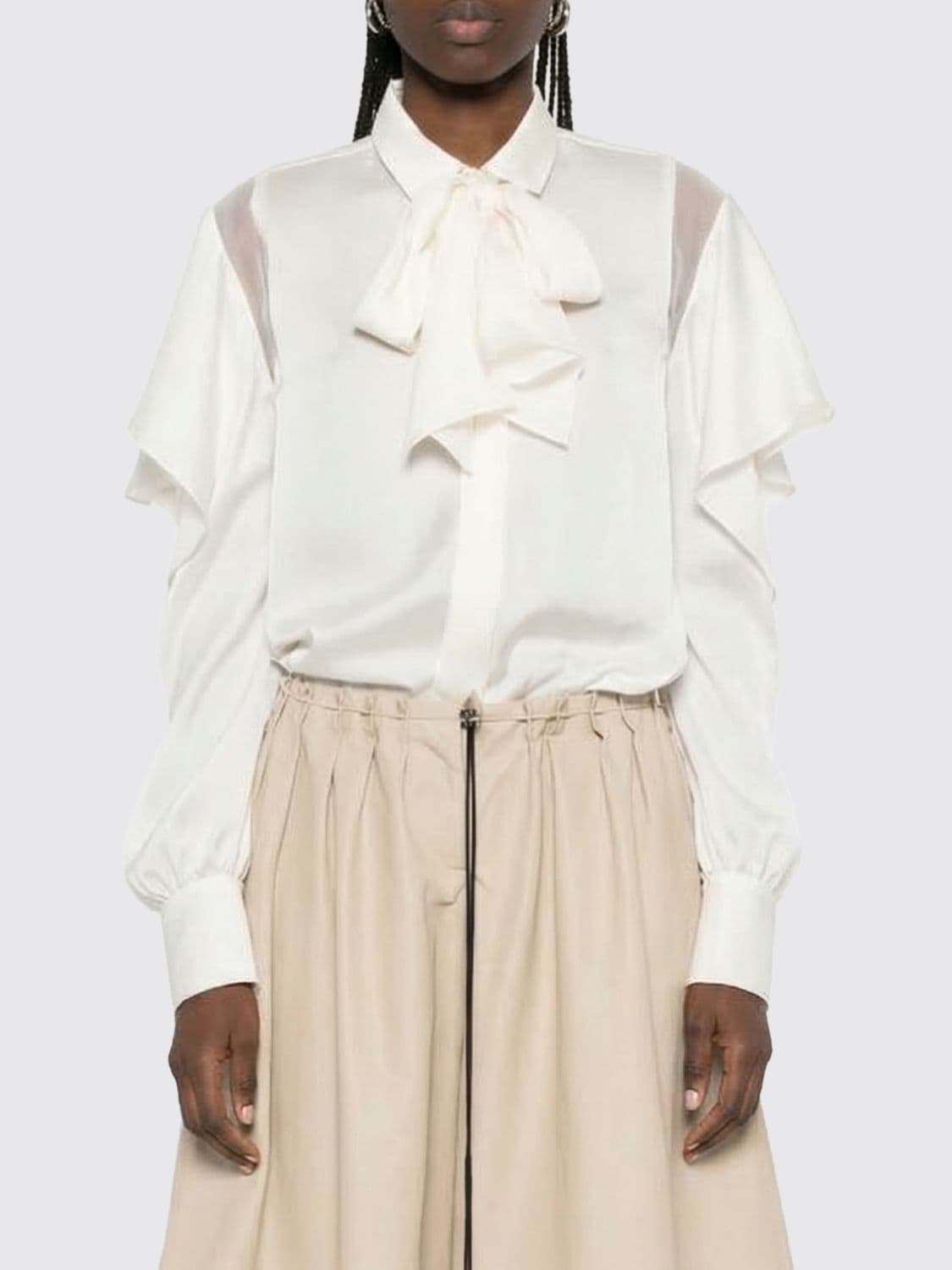 Sacai Satin Shirt with Ruffles
