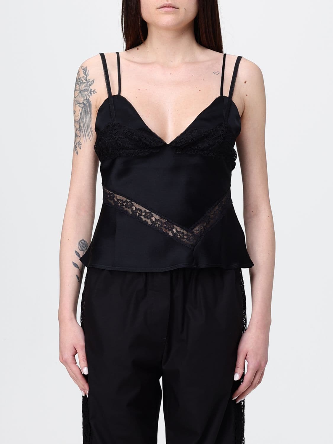 Msgm Satin and Lace Top