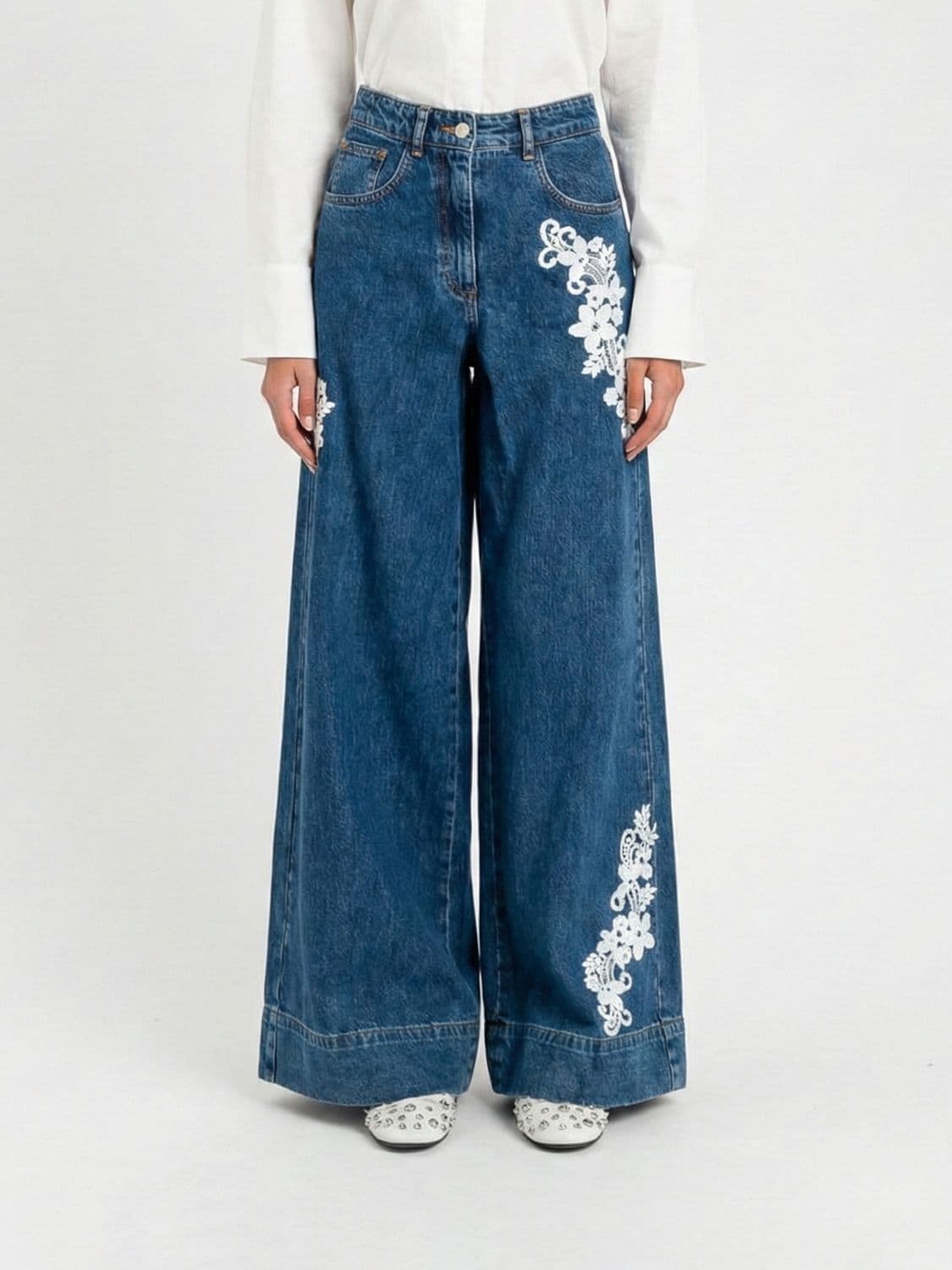 Actitude Twinset Flared Jeans with Embroidery