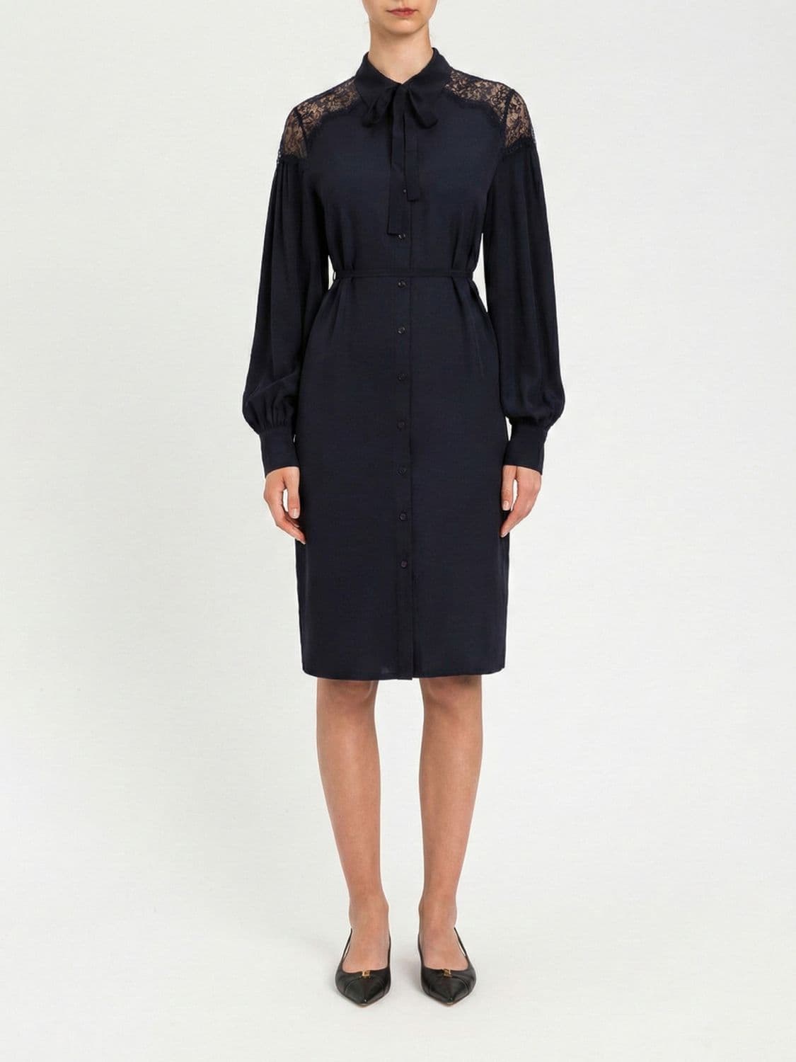 Twinset Viscose Chemisier Dress with Lace Inserts