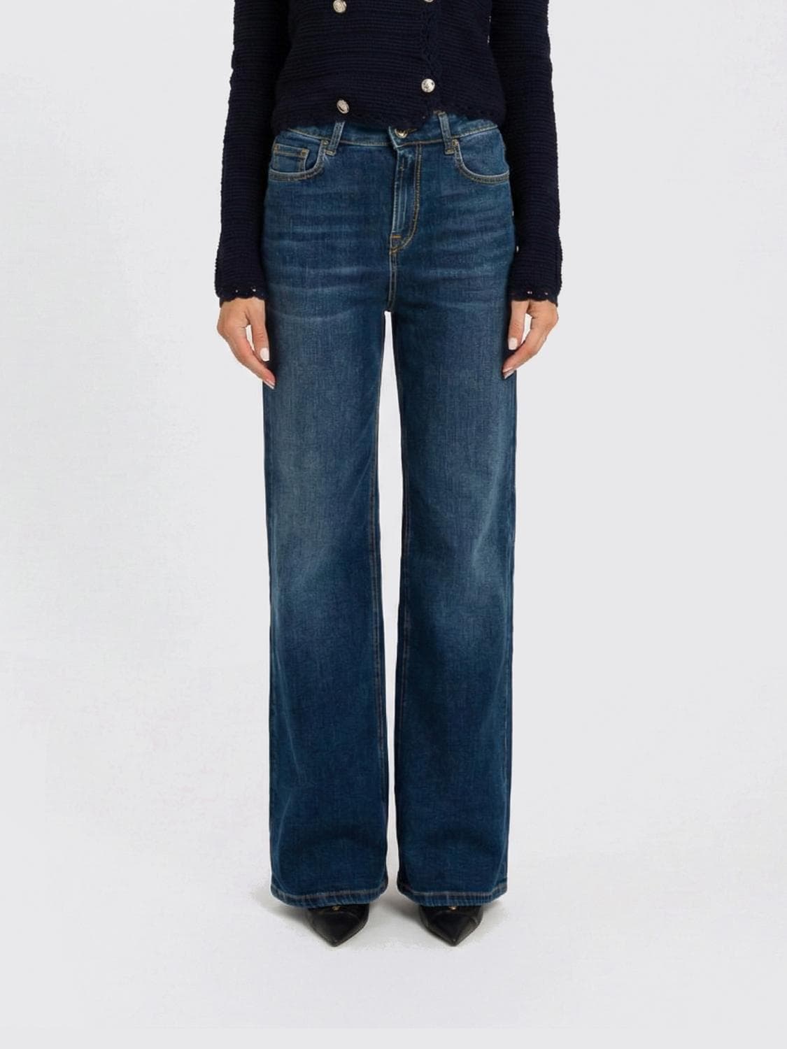 Twinset Stretch Denim Wide Leg Jeans