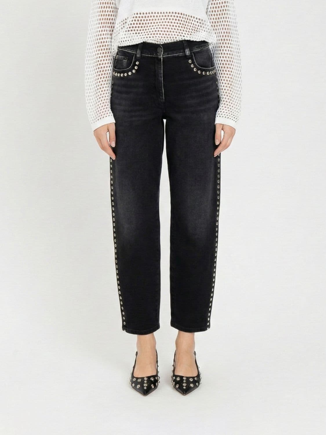 Actitude Twinset Studded Denim Straight Jeans