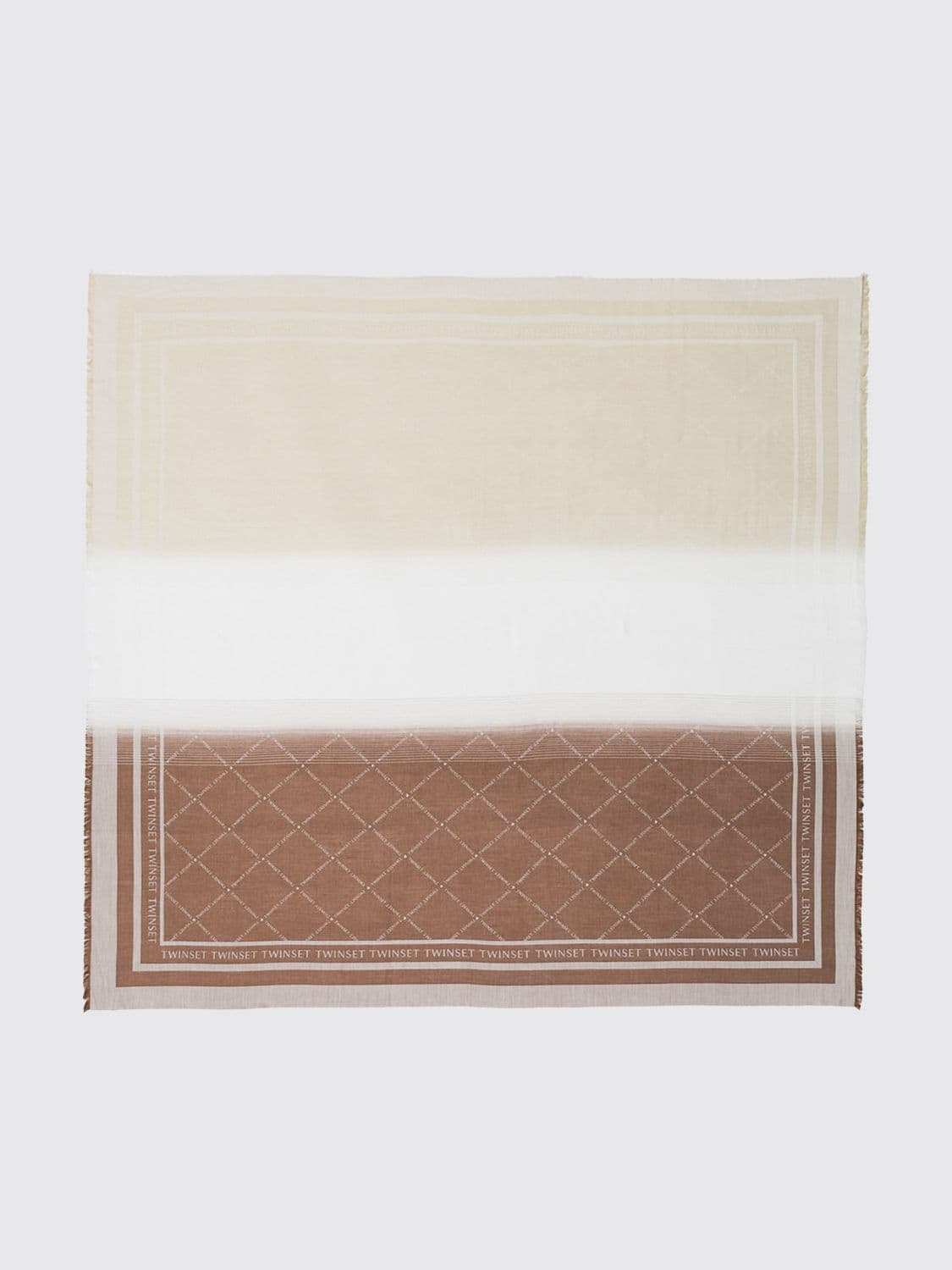 Twinset Striped Viscose Scarf with Jacquard Logo · OS