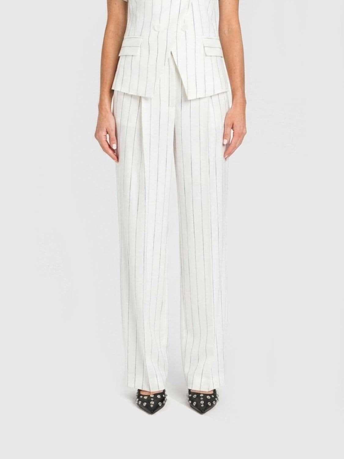 Actitude Twinset Striped Viscose Blend Straight Trousers