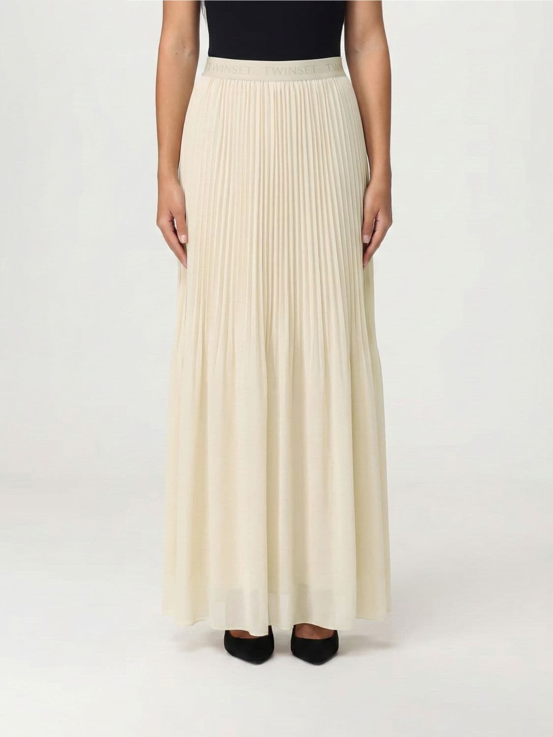 Twinset Pleated Long Skirt in Crêpe