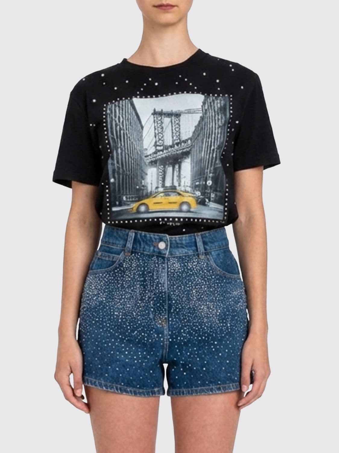 Actitude Twinset Cotton T-shirt with Heart Print