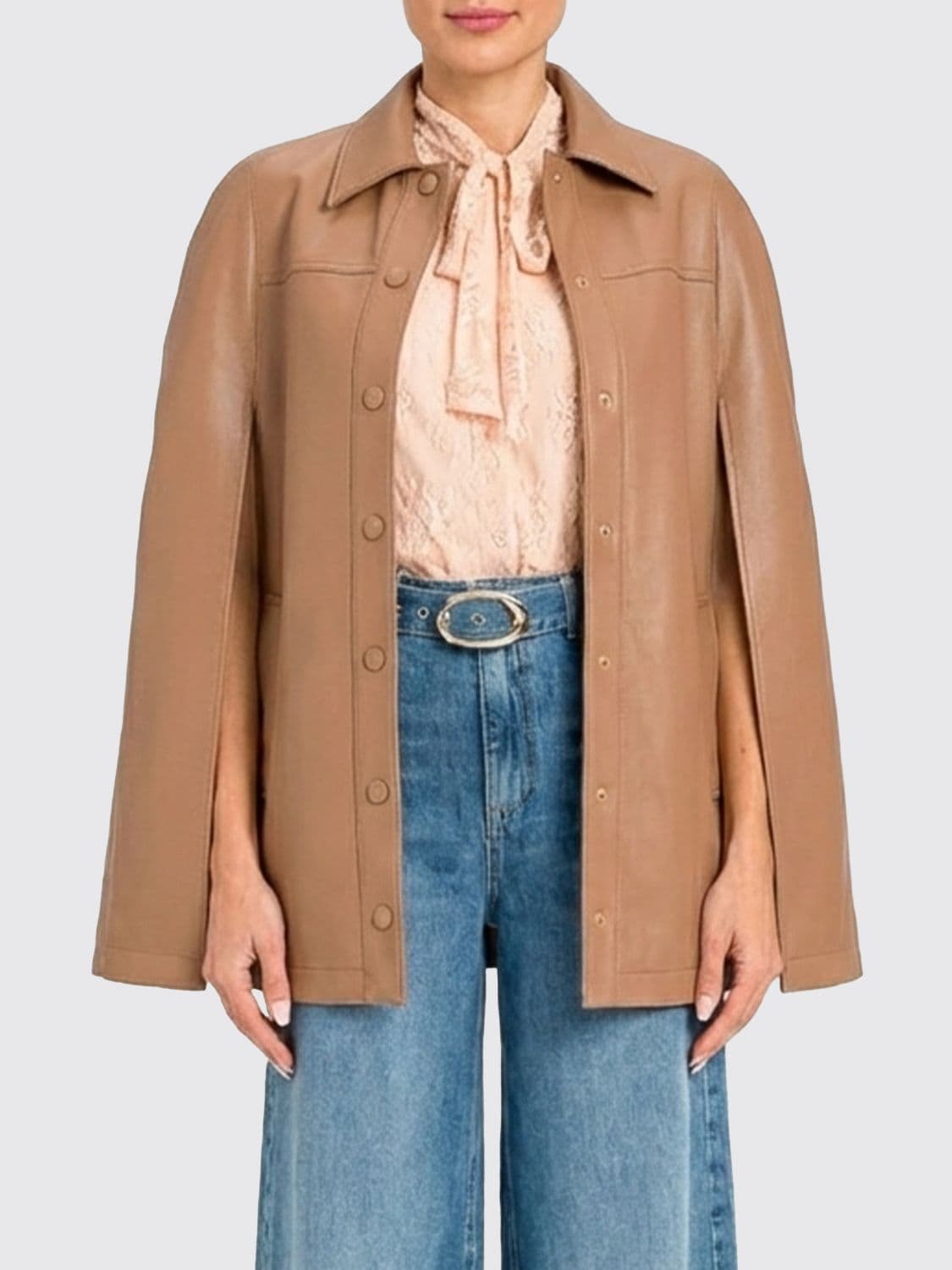 Twinset Synthetic Leather Cape Jacket