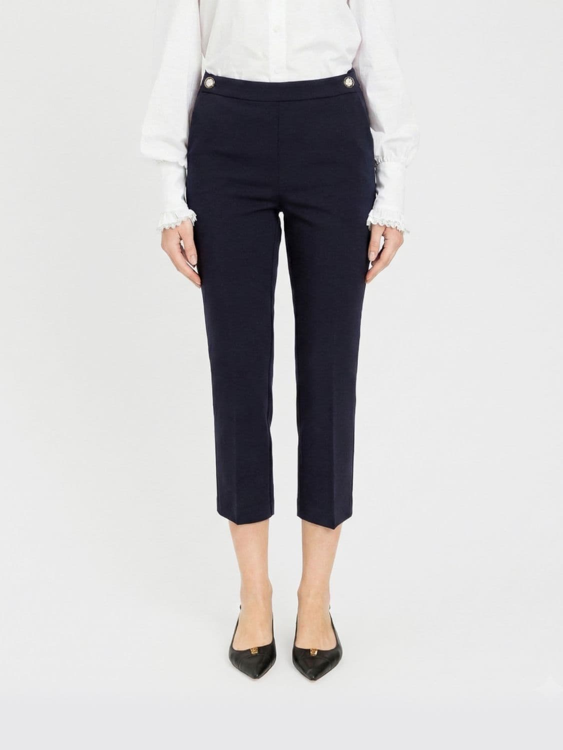 Twinset Cropped Fit Trousers in Viscose Blend