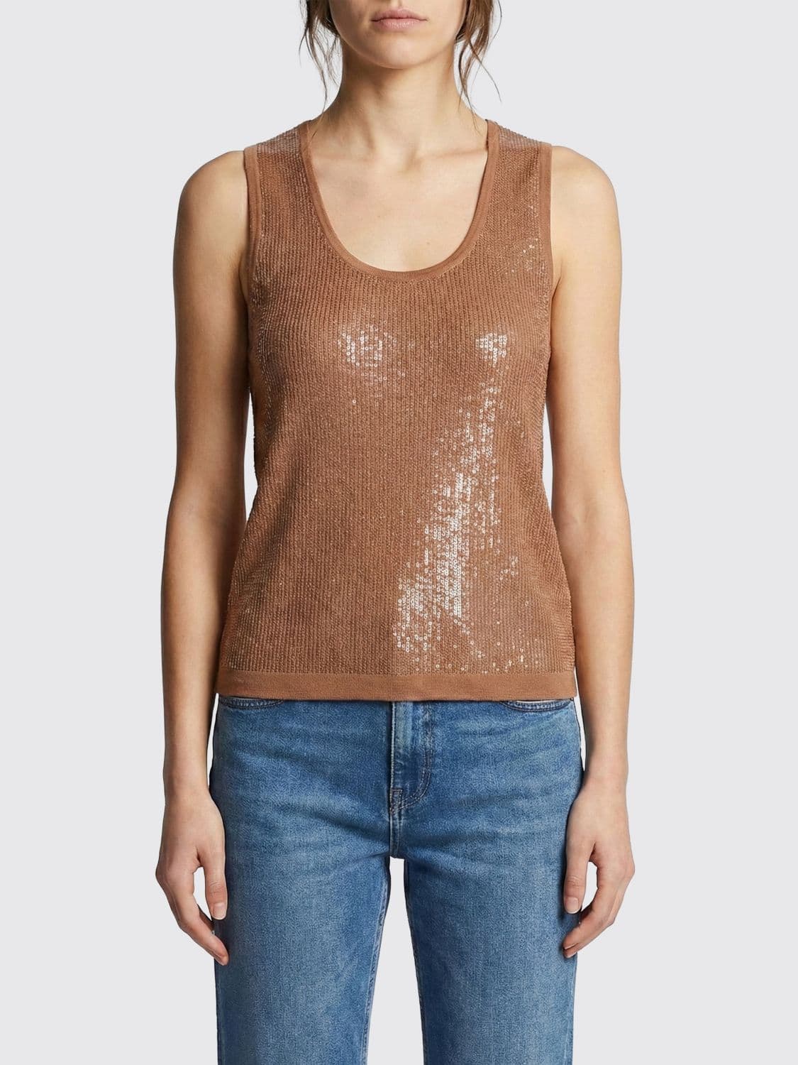 Twinset Cotton Blend Top with Sequins