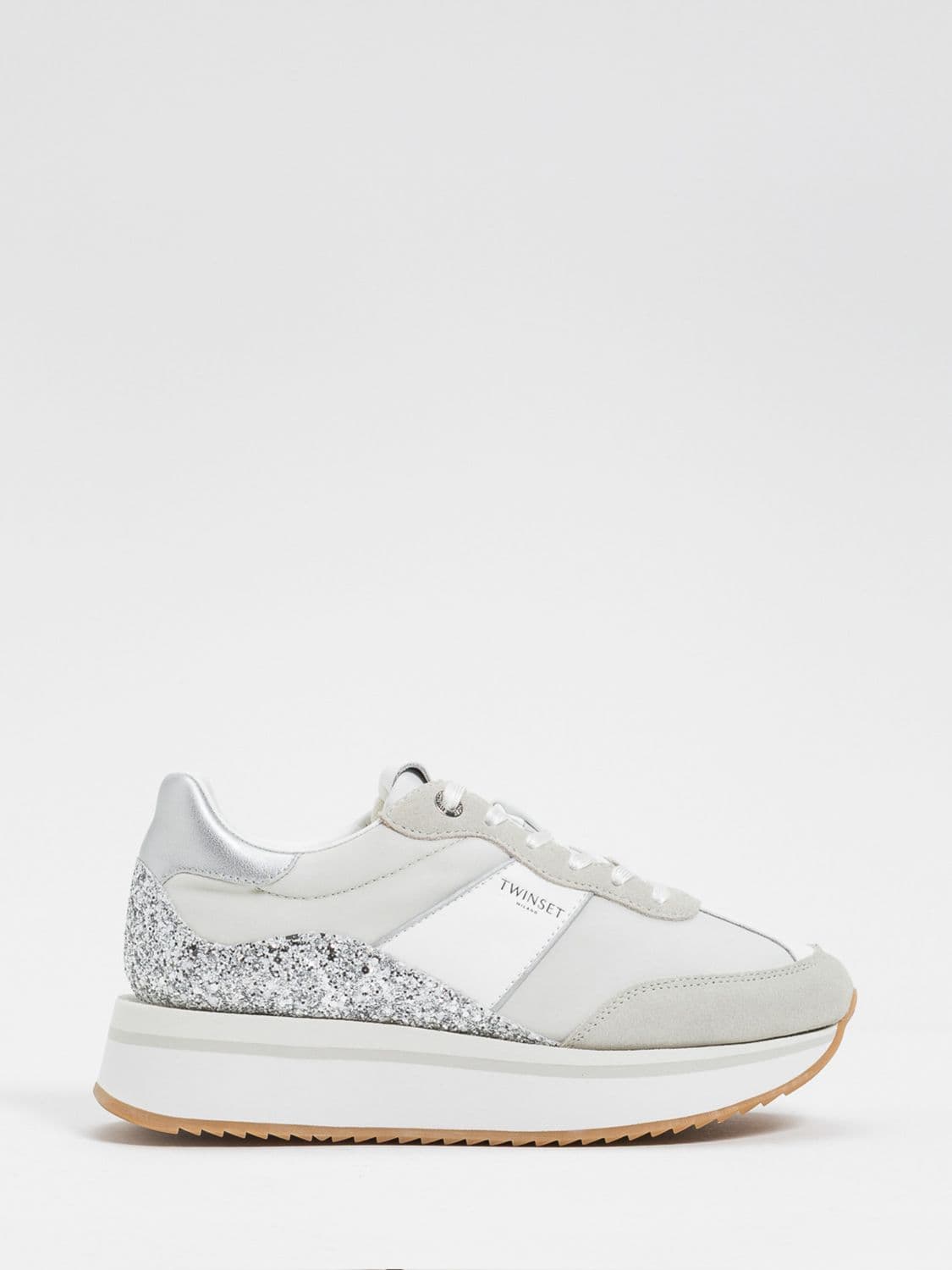 Twinset Suede And Nylon Glitter Sneakers