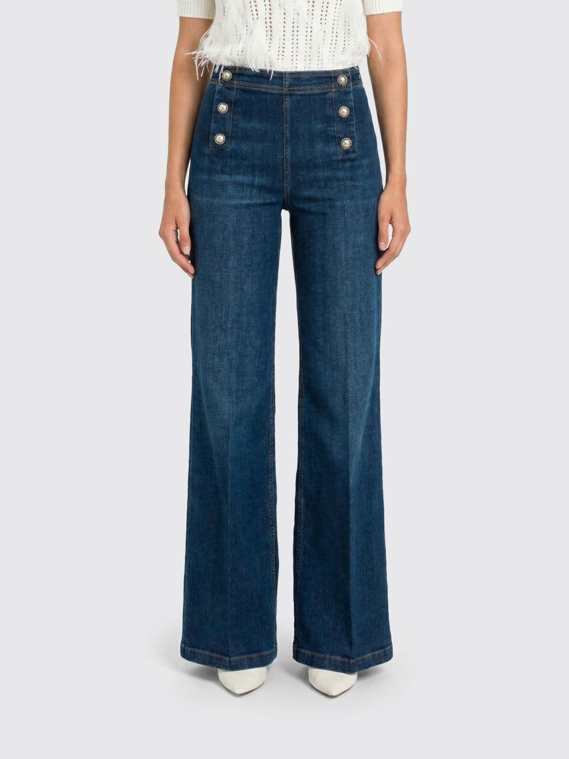 Twinset Wide-Leg Stretch Denim Jeans