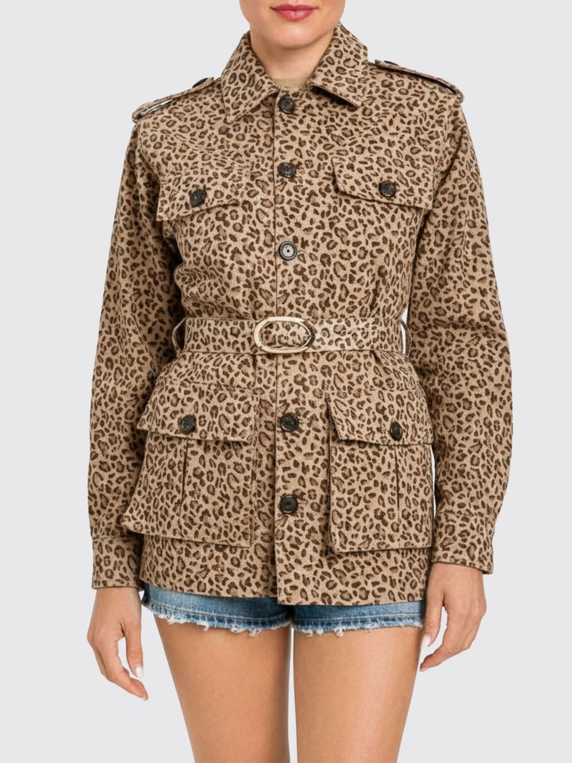 Twinset Animal Print Cotton Safari Jacket
