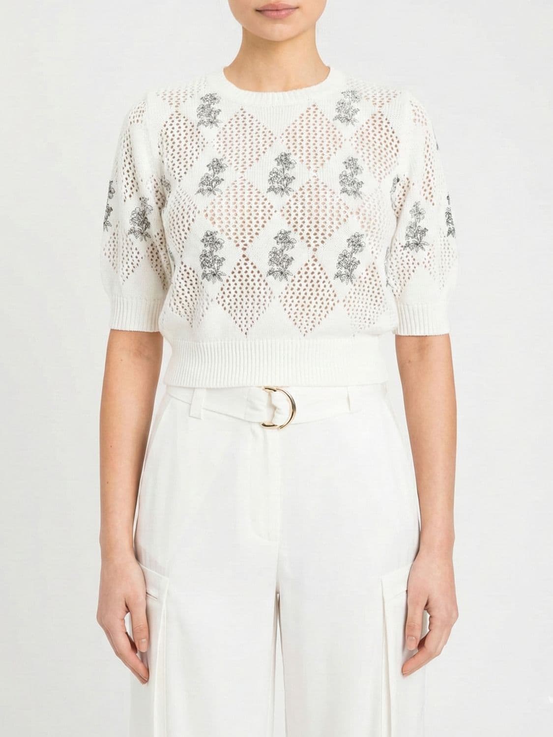Twinset Knit Top with Floral Motif