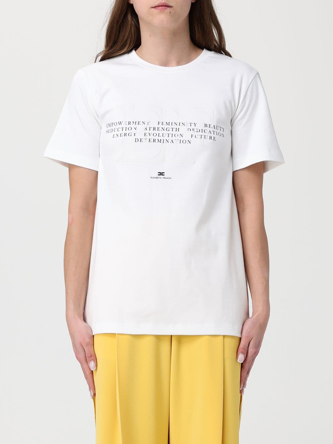 Elisabetta Franchi Cotton Slogan T-Shirts
