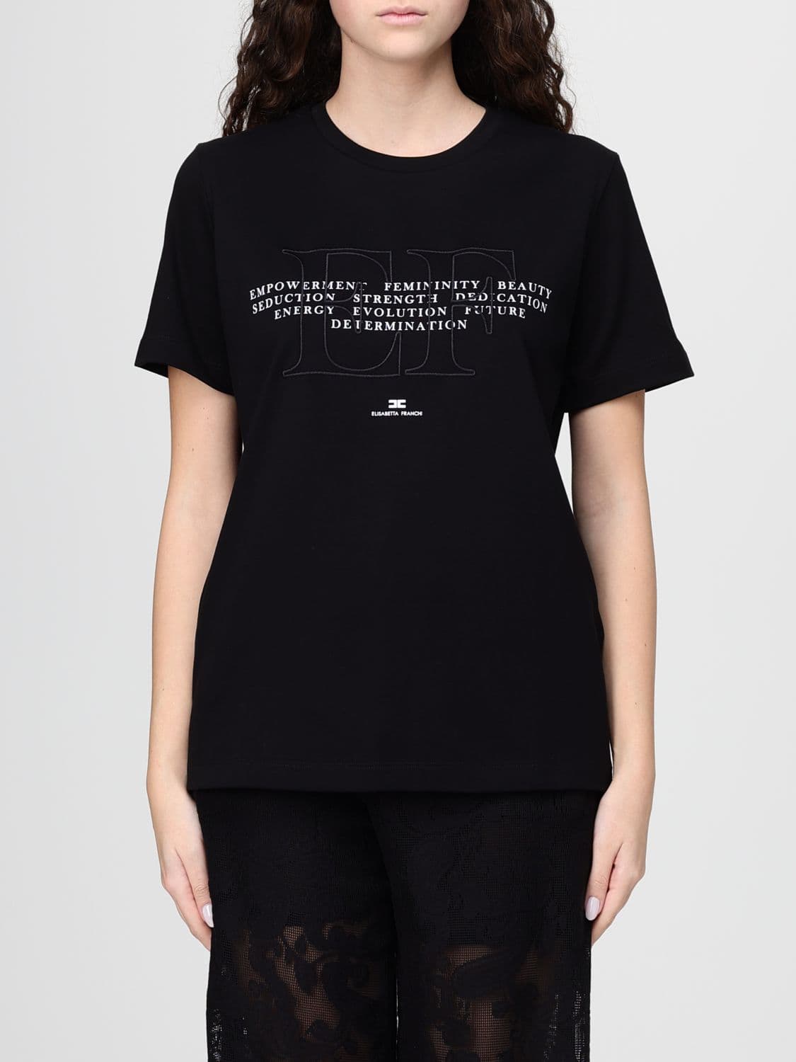 Elisabetta Franchi Cotton Slogan T-Shirts