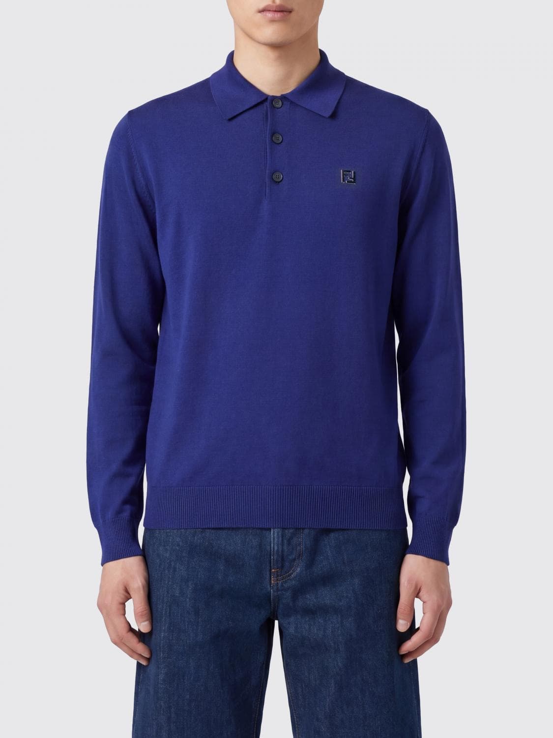 Fendi FF Logo Wool Knit Polo · 48