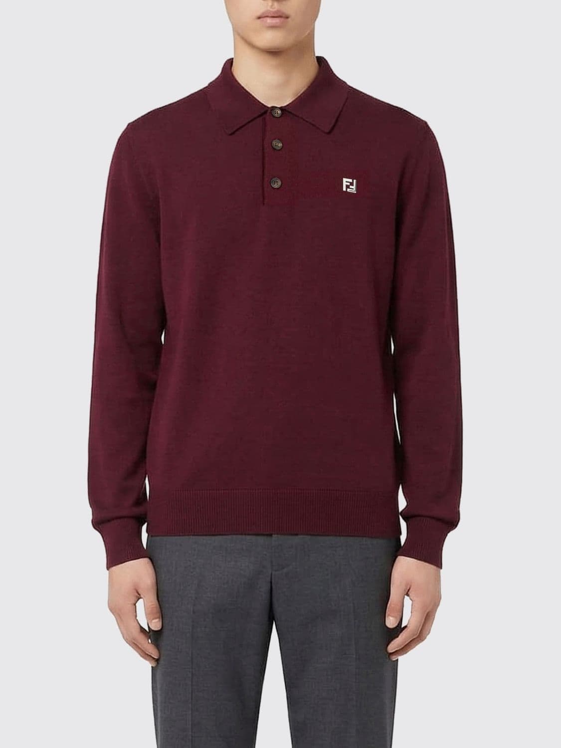 Fendi FF Logo Wool Knit Polo