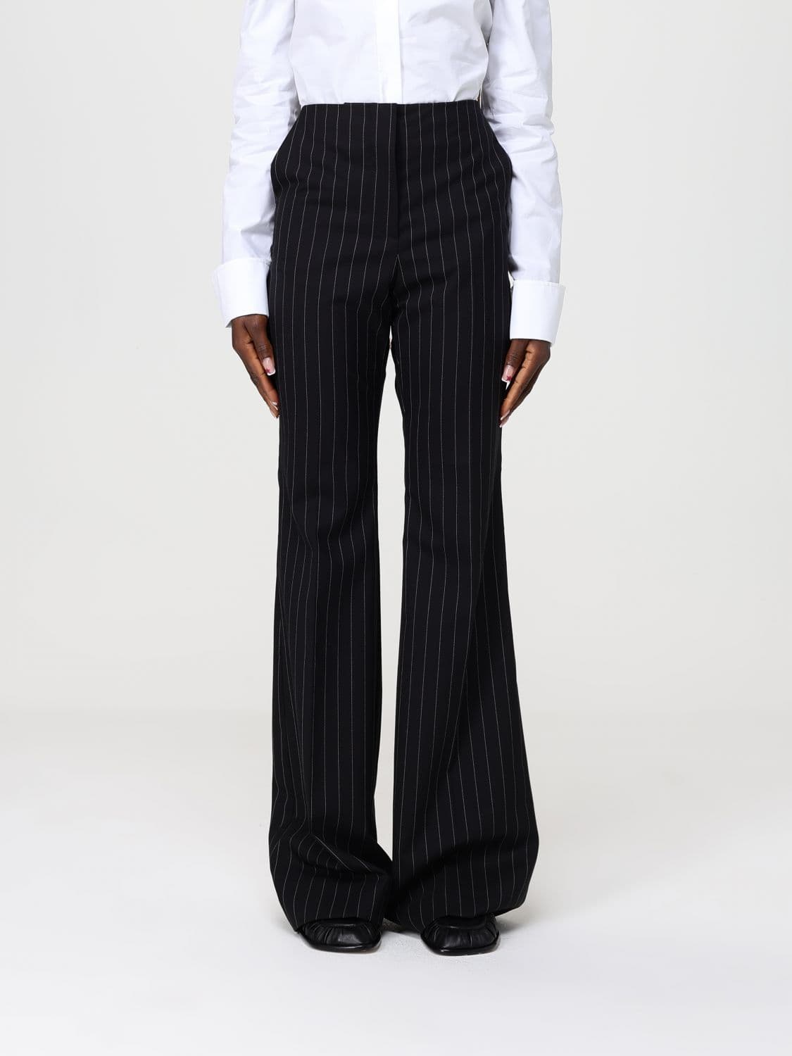 Sportmax Striped Wool Blend Flared Trousers · 40