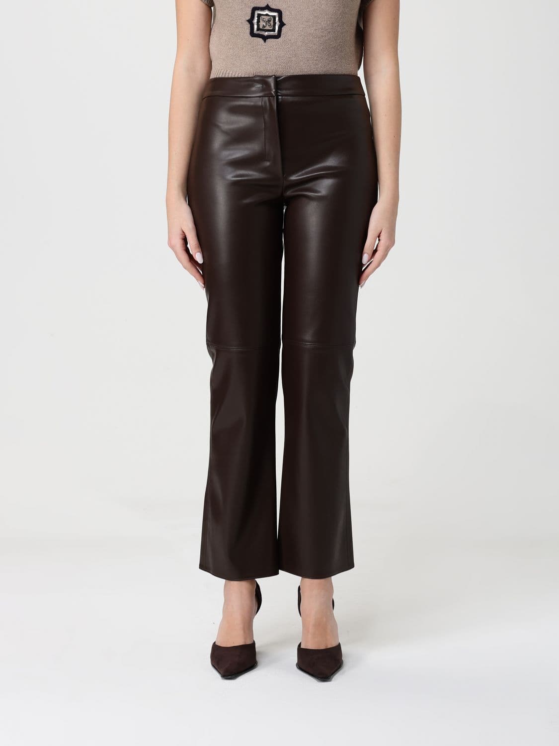 's Max Mara Flared Synthetic Leather Pants