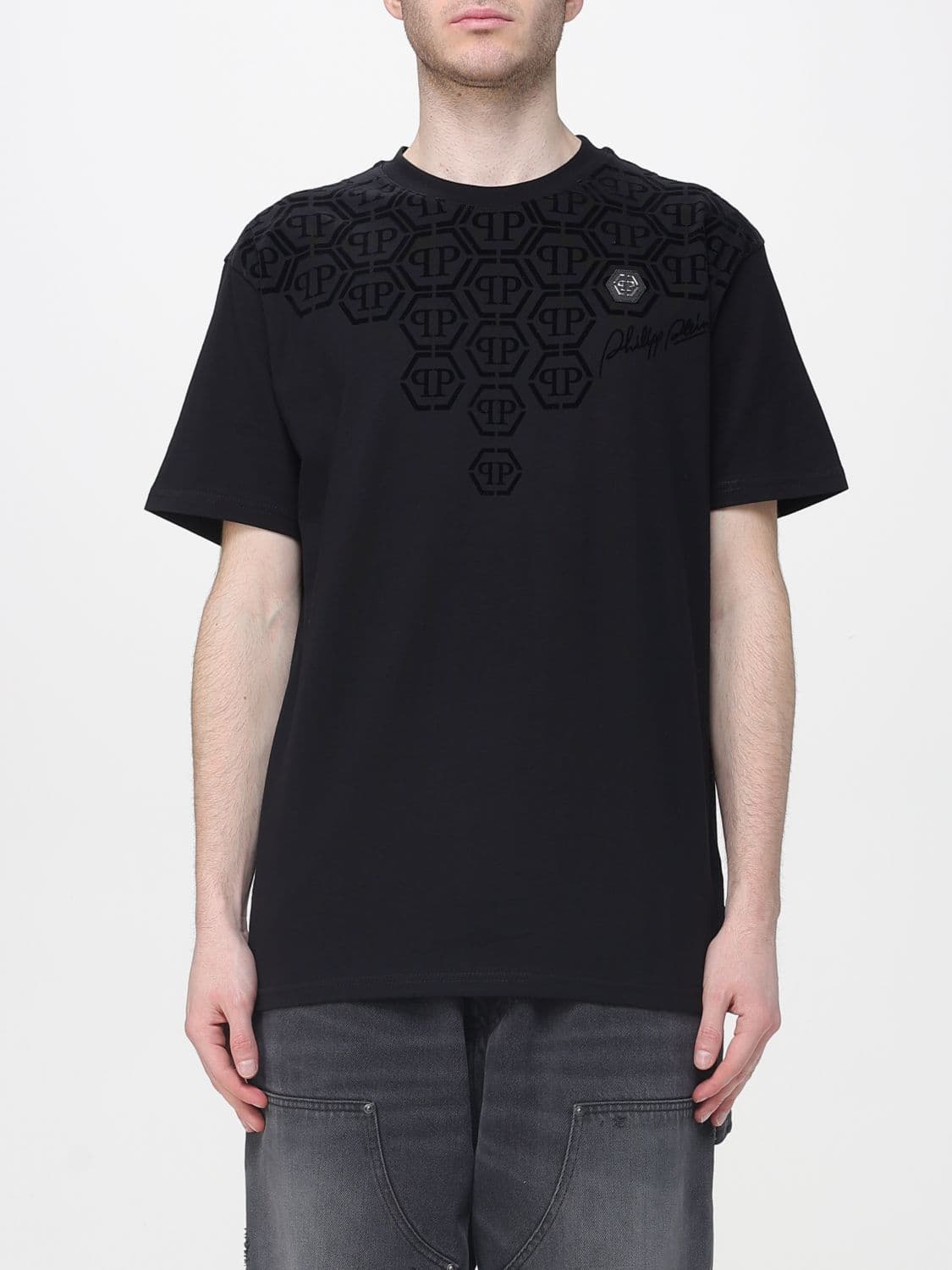 Philipp Plein Cotton T-shirt with PP Monogram