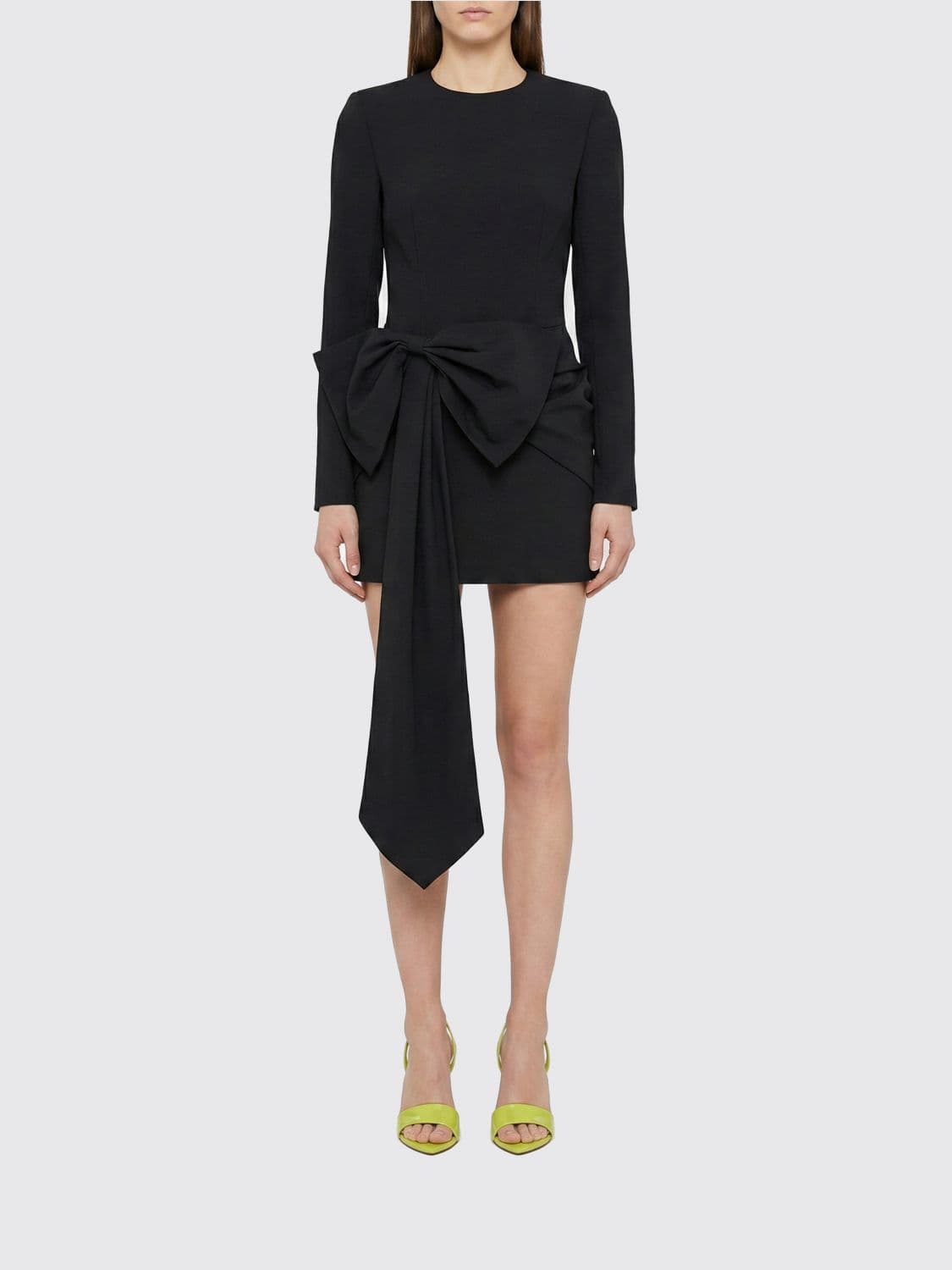 Rotate Wool Blend Mini Dress with Bow