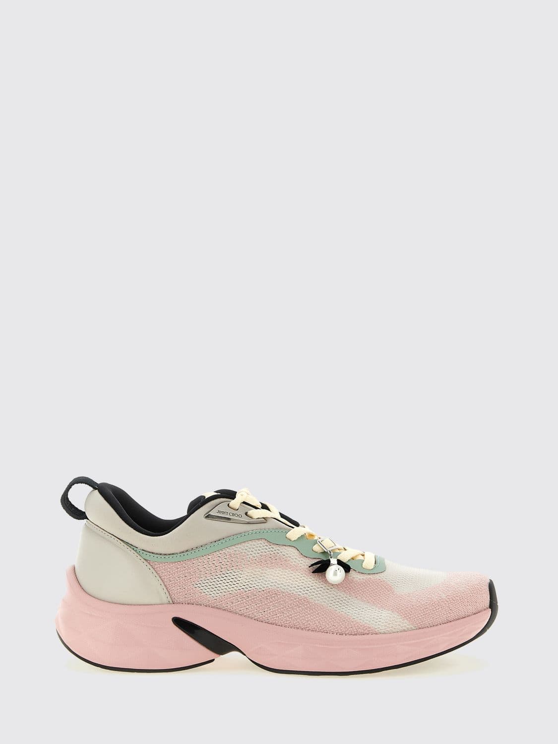 Jimmy Choo Diamond Run F Stretch Knit and Leather Sneakers