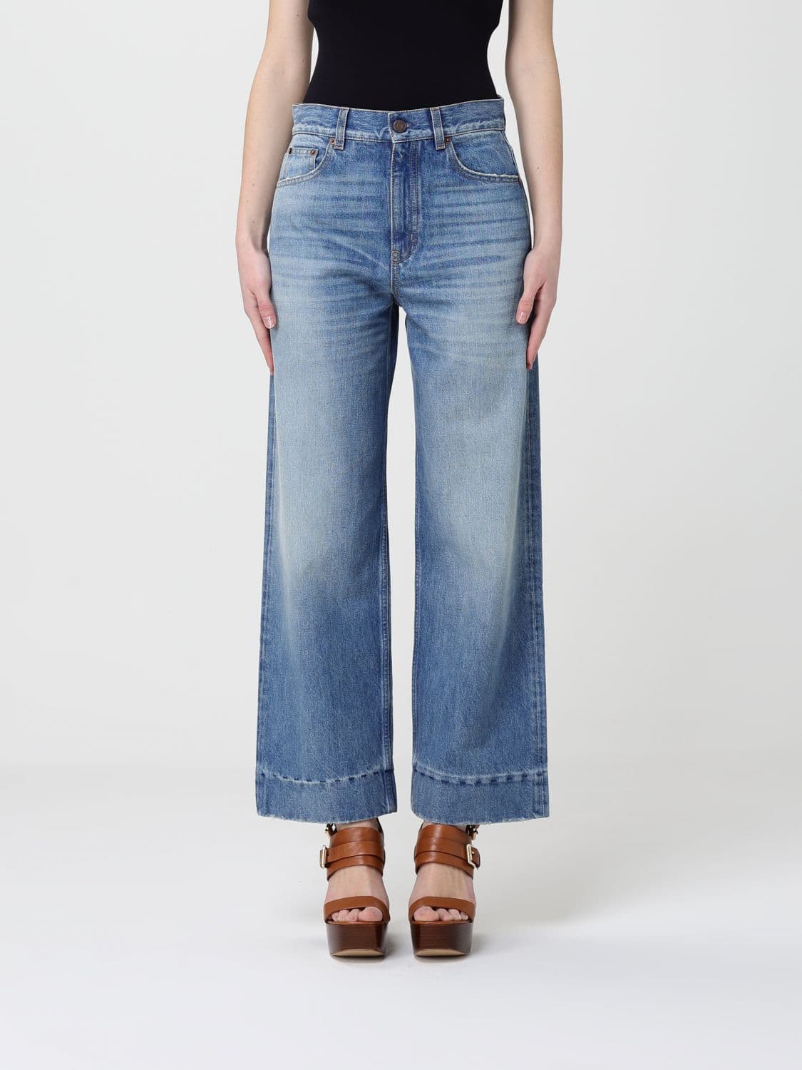 Chloé Cropped Cotton Denim Jeans